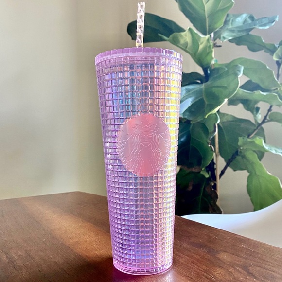 Starbucks Xmas Iridescent Pink Disco Grid Tumbler - Picture 2 of 5